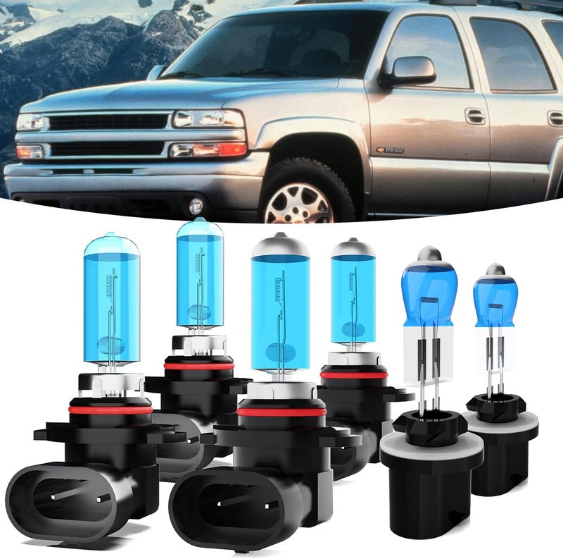 TTDBDAN Halogen Headlights Fit For Chevrolet Chevy Tahoe 2000-2006 Headlight Bulbs,9005/HB3/H10 High Beam+ 9006/HB4 Low Beam+ 880/881/H27 Fog Light Combo,Plug And Play,Pack of 6 - Image 1